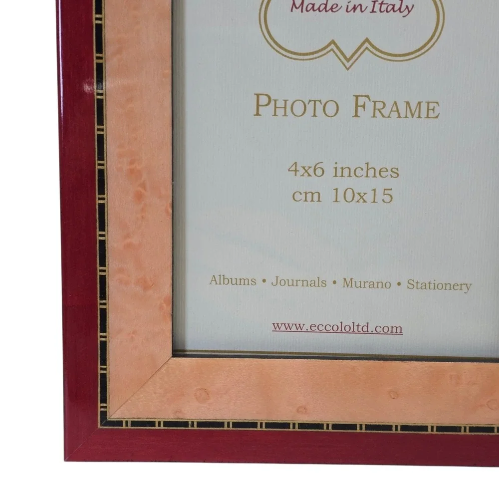 Eccolo Made in Italy 4x6 Photo‎ Frame Red Lacquer Gold Inlay Wood Desk Frame New